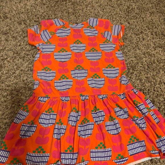 Hanna Andersson Floral Print Dress 10 140 CM Short Sleeve A Line Pullover Orange - Picture 3 of 3